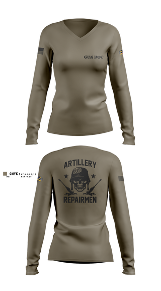 Womens Long Sleeve Vneck Shirt, 1-320th FA, Fox Battery, , Teamtime, Team time, sublimation, custom sports apparel, team uniforms, spirit wear, spiritwear, sports uniforms, custom shirts, team store, custom team store, fundraiser sports, apparel fundraiser