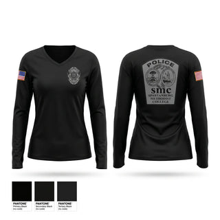 Womens Long Sleeve Vneck Shirt, Spartanburg Methodist College Police, Police, Teamtime, Team time, sublimation, custom sports apparel, team uniforms, spirit wear, spiritwear, sports uniforms, custom shirts, team store, custom team store, fundraiser sports, apparel fundraiser