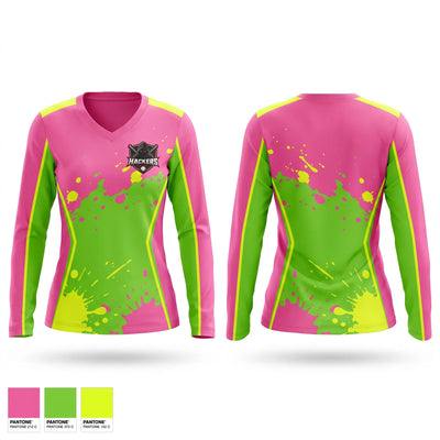 Hackers Baseball Club Women's Long Sleeve V-neck Shirt - 1