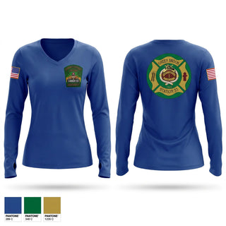 Womens Long Sleeve Vneck Shirt, Green Brook Fire Department, Fire Department, Teamtime, Team time, sublimation, custom sports apparel, team uniforms, spirit wear, spiritwear, sports uniforms, custom shirts, team store, custom team store, fundraiser sports, apparel fundraiser
