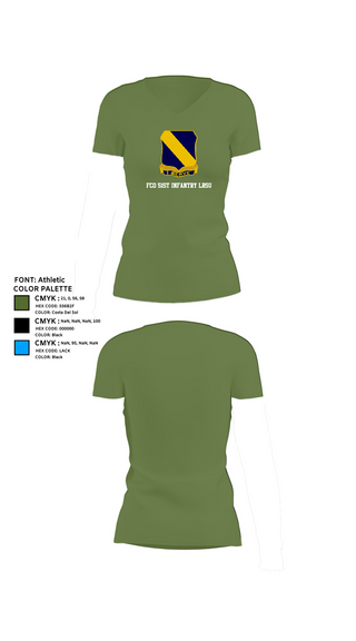 Womens Short Sleeve Vneck Shirt, Fco 51st infantry LRSU, , Teamtime, Team time, sublimation, custom sports apparel, team uniforms, spirit wear, spiritwear, sports uniforms, custom shirts, team store, custom team store, fundraiser sports, apparel fundraiser