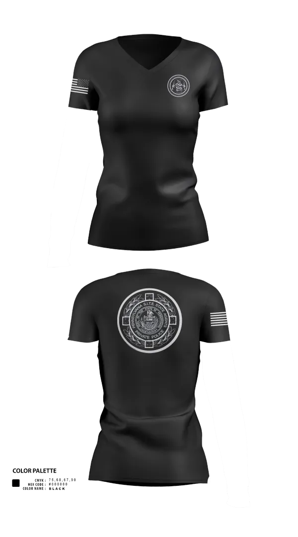 Womens Short Sleeve Vneck Shirt, PA S.I.T.E. STATE AGENTS PRIVATE POLICE, , Teamtime, Team time, sublimation, custom sports apparel, team uniforms, spirit wear, spiritwear, sports uniforms, custom shirts, team store, custom team store, fundraiser sports, apparel fundraiser