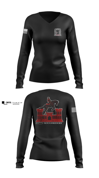 Womens Long Sleeve Vneck Shirt, 630th Engineer Clearance Company, Army, Teamtime, Team time, sublimation, custom sports apparel, team uniforms, spirit wear, spiritwear, sports uniforms, custom shirts, team store, custom team store, fundraiser sports, apparel fundraiser
