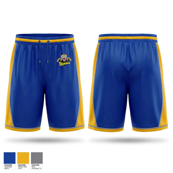 Mens Reversible Basketball Shorts, Stringtown Tigers, Women's Basketball, Teamtime, Team time, sublimation, custom sports apparel, team uniforms, spirit wear, spiritwear, sports uniforms, custom shirts, team store, custom team store, fundraiser sports, apparel fundraiser