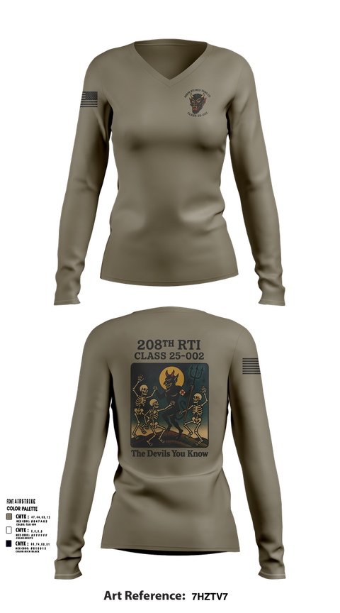 Womens Long Sleeve Vneck Shirt, 208th RTI MED TRNG CO Class 25-002, , Teamtime, Team time, sublimation, custom sports apparel, team uniforms, spirit wear, spiritwear, sports uniforms, custom shirts, team store, custom team store, fundraiser sports, apparel fundraiser
