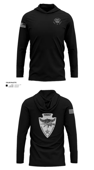 Long Sleeve Performance Shirt with hood, Osceola County SWAT 2, Police, Teamtime, Team time, sublimation, custom sports apparel, team uniforms, spirit wear, spiritwear, sports uniforms, custom shirts, team store, custom team store, fundraiser sports, apparel fundraiser
