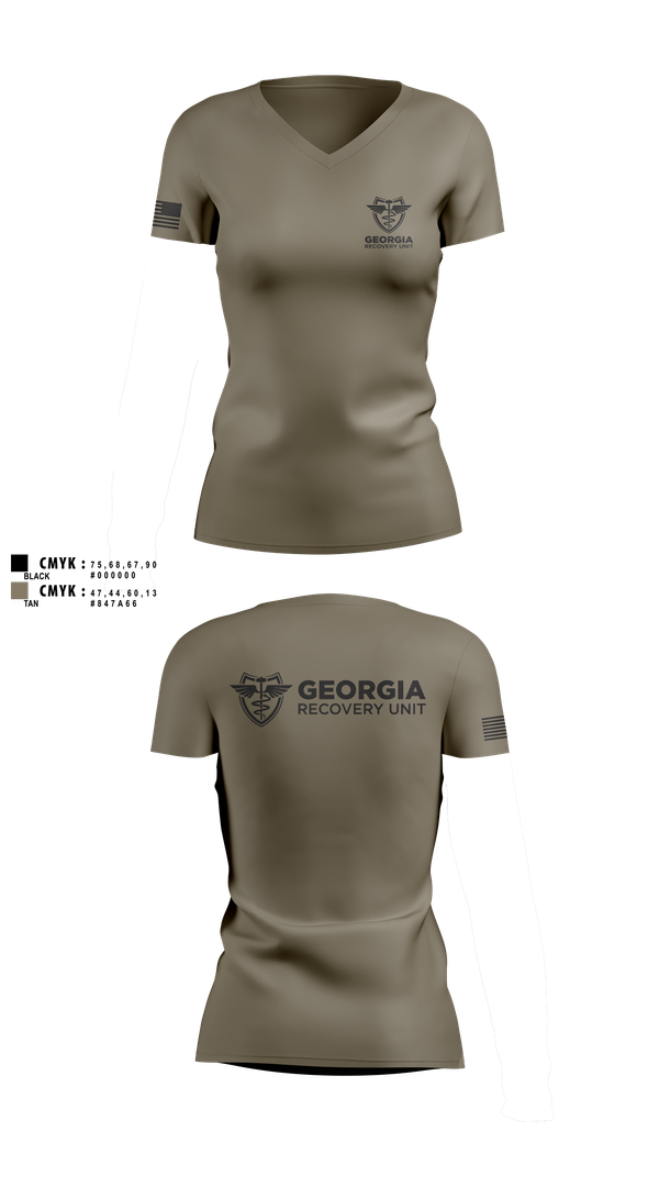 Womens Short Sleeve Vneck Shirt, Georgia Recovery Unit, , Teamtime, Team time, sublimation, custom sports apparel, team uniforms, spirit wear, spiritwear, sports uniforms, custom shirts, team store, custom team store, fundraiser sports, apparel fundraiser
