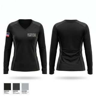 Womens Long Sleeve Vneck Shirt, Daytona Beach Turtles, Army, Teamtime, Team time, sublimation, custom sports apparel, team uniforms, spirit wear, spiritwear, sports uniforms, custom shirts, team store, custom team store, fundraiser sports, apparel fundraiser