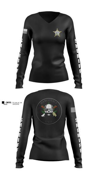 Womens Long Sleeve Vneck Shirt, Special Investigations Bureau, Police, Teamtime, Team time, sublimation, custom sports apparel, team uniforms, spirit wear, spiritwear, sports uniforms, custom shirts, team store, custom team store, fundraiser sports, apparel fundraiser