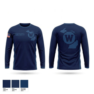 Long Sleeve Performance Shirt, Western Michigan University Public Safety, Police, Teamtime, Team time, sublimation, custom sports apparel, team uniforms, spirit wear, spiritwear, sports uniforms, custom shirts, team store, custom team store, fundraiser sports, apparel fundraiser