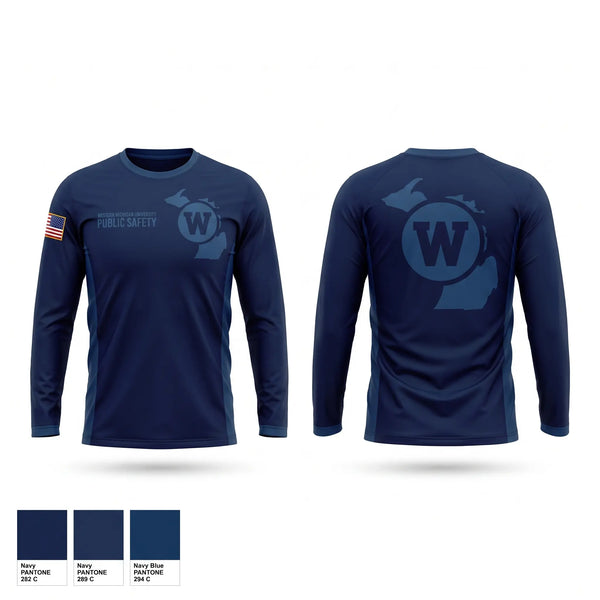 Long Sleeve Performance Shirt, Western Michigan University Public Safety, Police, Teamtime, Team time, sublimation, custom sports apparel, team uniforms, spirit wear, spiritwear, sports uniforms, custom shirts, team store, custom team store, fundraiser sports, apparel fundraiser