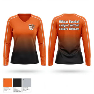 Womens Long Sleeve Vneck Shirt, Chalker High School Baseball, Baseball, Teamtime, Team time, sublimation, custom sports apparel, team uniforms, spirit wear, spiritwear, sports uniforms, custom shirts, team store, custom team store, fundraiser sports, apparel fundraiser