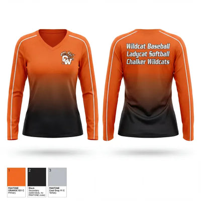 Chalker High School Baseball 80081175 Women's Long Sleeve V-neck Shirt - 1