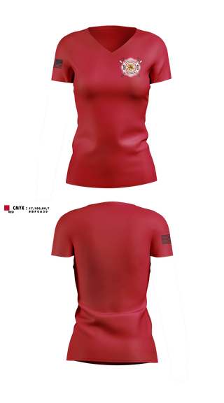 Womens Short Sleeve Vneck Shirt, Rawls Springs Volunteer Fire Department, Fire Department, Teamtime, Team time, sublimation, custom sports apparel, team uniforms, spirit wear, spiritwear, sports uniforms, custom shirts, team store, custom team store, fundraiser sports, apparel fundraiser