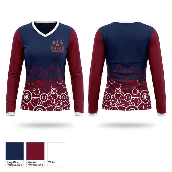 Womens Long Sleeve Vneck Shirt, B2 lions, Wrestling, Teamtime, Team time, sublimation, custom sports apparel, team uniforms, spirit wear, spiritwear, sports uniforms, custom shirts, team store, custom team store, fundraiser sports, apparel fundraiser
