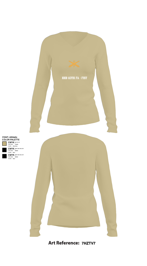 Womens Long Sleeve Vneck Shirt, HHB 113th FA / FIST, , Teamtime, Team time, sublimation, custom sports apparel, team uniforms, spirit wear, spiritwear, sports uniforms, custom shirts, team store, custom team store, fundraiser sports, apparel fundraiser