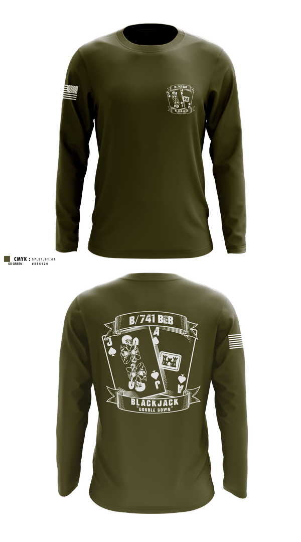 Long Sleeve Performance Shirt, B/741BEB, Army, Teamtime, Team time, sublimation, custom sports apparel, team uniforms, spirit wear, spiritwear, sports uniforms, custom shirts, team store, custom team store, fundraiser sports, apparel fundraiser