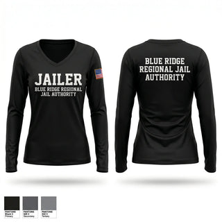 Womens Long Sleeve Vneck Shirt, JAILER, Police, Teamtime, Team time, sublimation, custom sports apparel, team uniforms, spirit wear, spiritwear, sports uniforms, custom shirts, team store, custom team store, fundraiser sports, apparel fundraiser