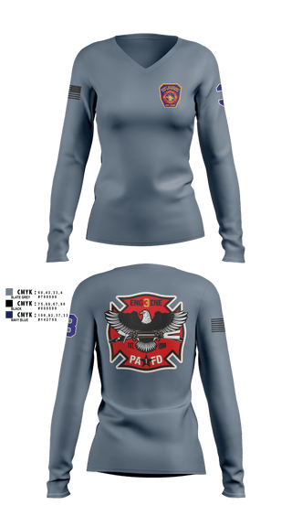 Womens Long Sleeve Vneck Shirt, PAAS, EMS/EMT, Teamtime, Team time, sublimation, custom sports apparel, team uniforms, spirit wear, spiritwear, sports uniforms, custom shirts, team store, custom team store, fundraiser sports, apparel fundraiser