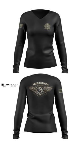 Womens Long Sleeve Vneck Shirt, Anne Arundel County Sheriff’s K9, Police, Teamtime, Team time, sublimation, custom sports apparel, team uniforms, spirit wear, spiritwear, sports uniforms, custom shirts, team store, custom team store, fundraiser sports, apparel fundraiser