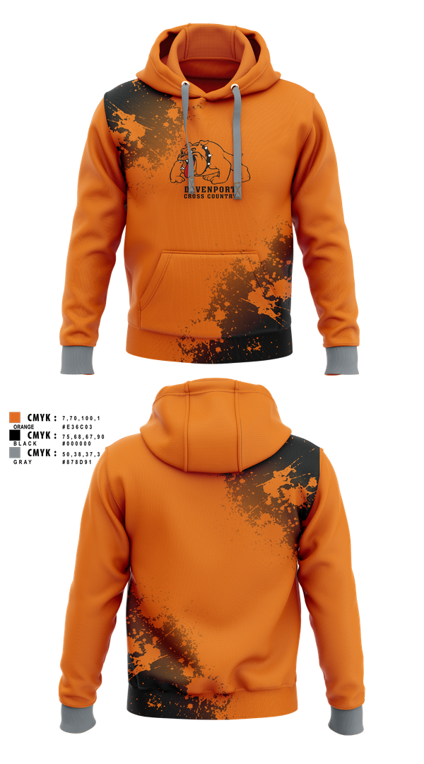 Hoodie, Davenport, Cross Country, Teamtime, Team time, sublimation, custom sports apparel, team uniforms, spirit wear, spiritwear, sports uniforms, custom shirts, team store, custom team store, fundraiser sports, apparel fundraiser