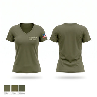 Womens Short Sleeve Vneck Shirt, Verplanck Fire Dist, Fire Department, Teamtime, Team time, sublimation, custom sports apparel, team uniforms, spirit wear, spiritwear, sports uniforms, custom shirts, team store, custom team store, fundraiser sports, apparel fundraiser