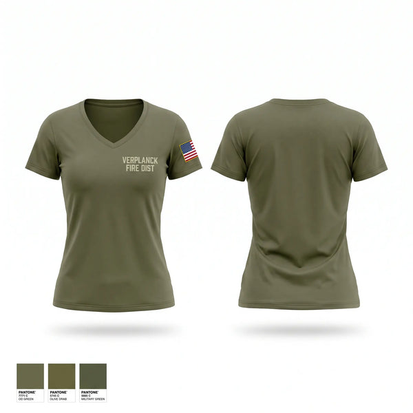 Womens Short Sleeve Vneck Shirt, Verplanck Fire Dist, Fire Department, Teamtime, Team time, sublimation, custom sports apparel, team uniforms, spirit wear, spiritwear, sports uniforms, custom shirts, team store, custom team store, fundraiser sports, apparel fundraiser