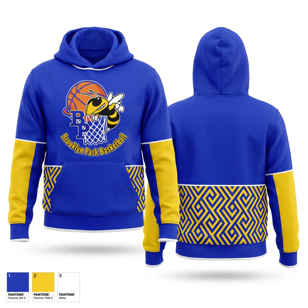 Hoodie, Brooklyn Park Bees, Men's Basketball, Teamtime, Team time, sublimation, custom sports apparel, team uniforms, spirit wear, spiritwear, sports uniforms, custom shirts, team store, custom team store, fundraiser sports, apparel fundraiser