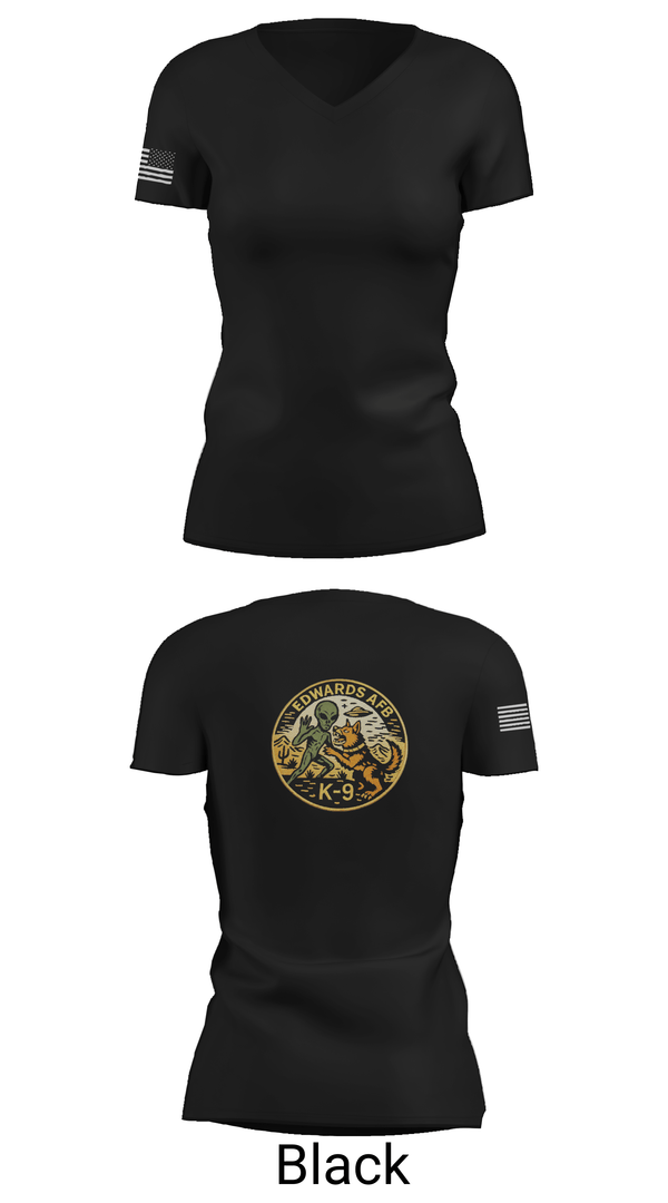 Womens Short Sleeve Vneck Shirt, 412th Military Working Dog, Air Force, Teamtime, Team time, sublimation, custom sports apparel, team uniforms, spirit wear, spiritwear, sports uniforms, custom shirts, team store, custom team store, fundraiser sports, apparel fundraiser