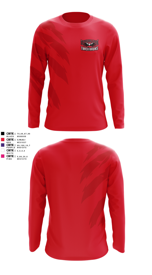 Long Sleeve Performance Shirt, Carolina Track Hawks, Track & Field, Teamtime, Team time, sublimation, custom sports apparel, team uniforms, spirit wear, spiritwear, sports uniforms, custom shirts, team store, custom team store, fundraiser sports, apparel fundraiser