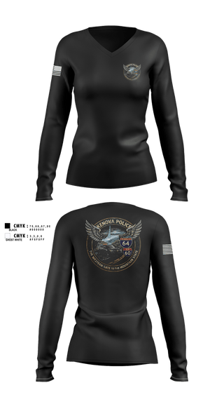 Womens Long Sleeve Vneck Shirt, Kenova Police Department, Police, Teamtime, Team time, sublimation, custom sports apparel, team uniforms, spirit wear, spiritwear, sports uniforms, custom shirts, team store, custom team store, fundraiser sports, apparel fundraiser