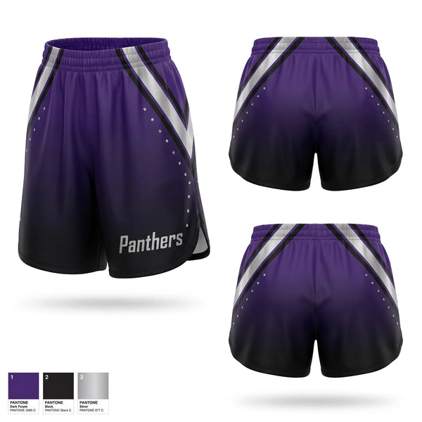 Womens Shorts, Panthers, Cheer, Teamtime, Team time, sublimation, custom sports apparel, team uniforms, spirit wear, spiritwear, sports uniforms, custom shirts, team store, custom team store, fundraiser sports, apparel fundraiser