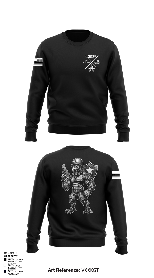 Crew Neck Sweatshirt, 1st PLT Roosters, Army, Teamtime, Team time, sublimation, custom sports apparel, team uniforms, spirit wear, spiritwear, sports uniforms, custom shirts, team store, custom team store, fundraiser sports, apparel fundraiser