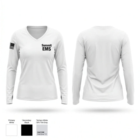 Womens Long Sleeve Vneck Shirt, Summit EMS, EMS/EMT, Teamtime, Team time, sublimation, custom sports apparel, team uniforms, spirit wear, spiritwear, sports uniforms, custom shirts, team store, custom team store, fundraiser sports, apparel fundraiser
