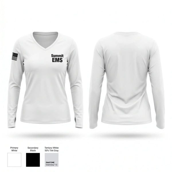 Womens Long Sleeve Vneck Shirt, Summit EMS, EMS/EMT, Teamtime, Team time, sublimation, custom sports apparel, team uniforms, spirit wear, spiritwear, sports uniforms, custom shirts, team store, custom team store, fundraiser sports, apparel fundraiser