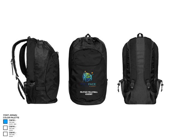 Gear Bag, PolyFace Volleyball Academy, Women's Volleyball, Teamtime, Team time, sublimation, custom sports apparel, team uniforms, spirit wear, spiritwear, sports uniforms, custom shirts, team store, custom team store, fundraiser sports, apparel fundraiser