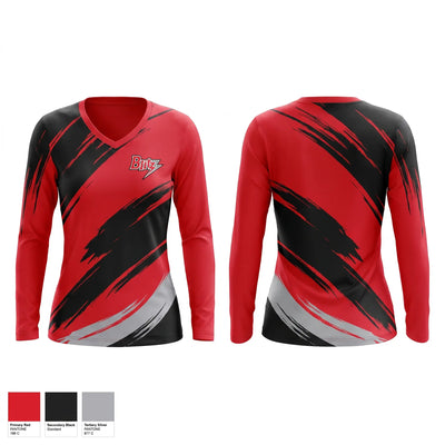 Chicago Blitz Youth Football and Cheer Women's Long Sleeve V-neck Shirt - 1