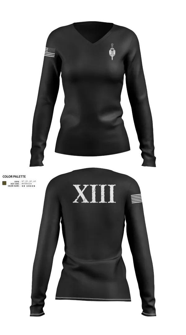 Womens Long Sleeve Vneck Shirt, Southern Field Office (CID), , Teamtime, Team time, sublimation, custom sports apparel, team uniforms, spirit wear, spiritwear, sports uniforms, custom shirts, team store, custom team store, fundraiser sports, apparel fundraiser