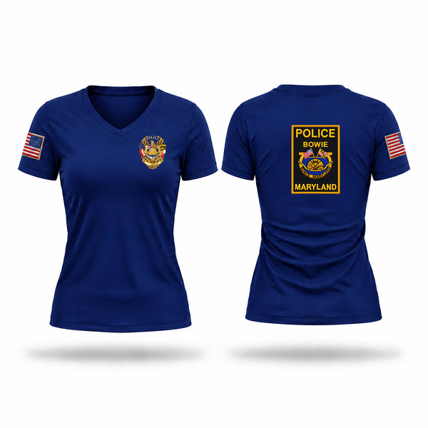 Womens Short Sleeve Vneck Shirt, City of Bowie Police, Police, Teamtime, Team time, sublimation, custom sports apparel, team uniforms, spirit wear, spiritwear, sports uniforms, custom shirts, team store, custom team store, fundraiser sports, apparel fundraiser