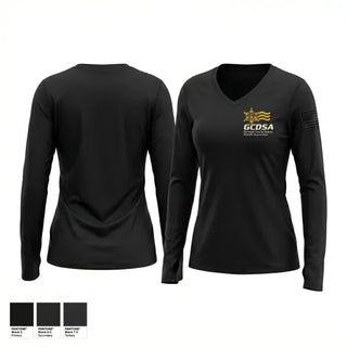Womens Long Sleeve Vneck Shirt, Genesee County Sheriff, Police, Teamtime, Team time, sublimation, custom sports apparel, team uniforms, spirit wear, spiritwear, sports uniforms, custom shirts, team store, custom team store, fundraiser sports, apparel fundraiser
