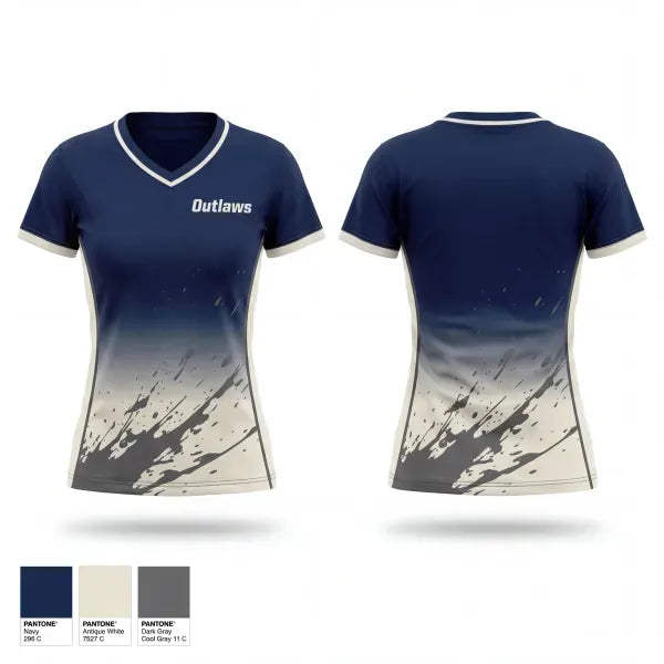 Womens Short Sleeve Vneck Shirt, Outlaws, Softball, Teamtime, Team time, sublimation, custom sports apparel, team uniforms, spirit wear, spiritwear, sports uniforms, custom shirts, team store, custom team store, fundraiser sports, apparel fundraiser