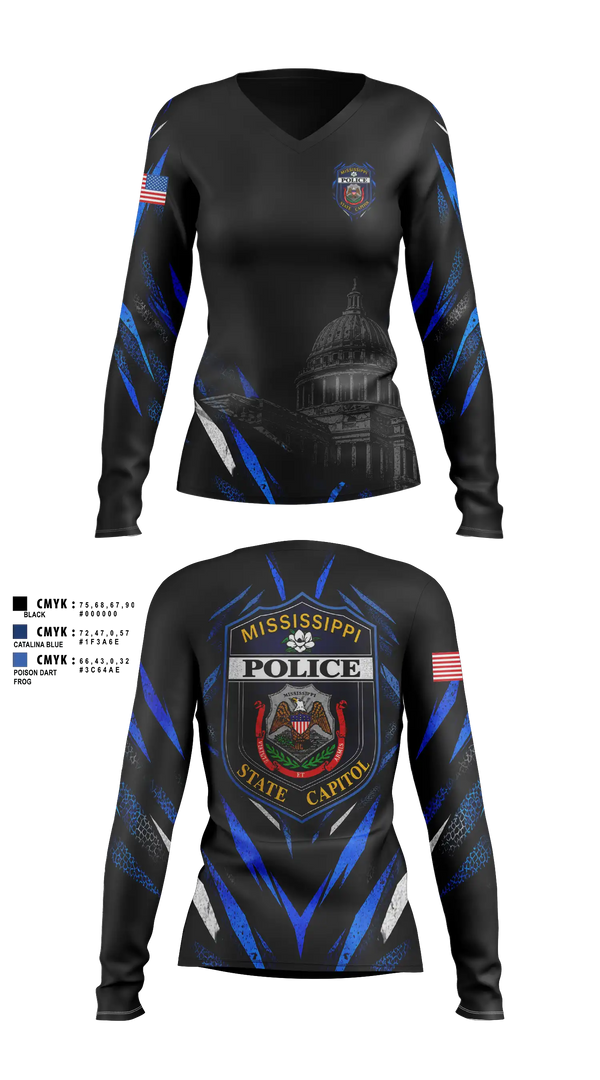 Womens Long Sleeve Vneck Shirt, Proactive Patrol Club, Police, Teamtime, Team time, sublimation, custom sports apparel, team uniforms, spirit wear, spiritwear, sports uniforms, custom shirts, team store, custom team store, fundraiser sports, apparel fundraiser