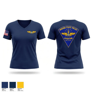 Womens Short Sleeve Vneck Shirt, Indiana State Police Aviation Unit, Police, Teamtime, Team time, sublimation, custom sports apparel, team uniforms, spirit wear, spiritwear, sports uniforms, custom shirts, team store, custom team store, fundraiser sports, apparel fundraiser