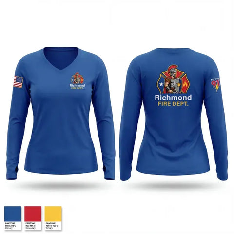 Womens Long Sleeve Vneck Shirt, 1128th FSC, Army, Teamtime, Team time, sublimation, custom sports apparel, team uniforms, spirit wear, spiritwear, sports uniforms, custom shirts, team store, custom team store, fundraiser sports, apparel fundraiser