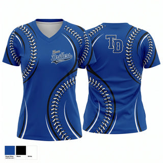 Womens Short Sleeve Vneck Shirt, Texas Drillers, Baseball, Teamtime, Team time, sublimation, custom sports apparel, team uniforms, spirit wear, spiritwear, sports uniforms, custom shirts, team store, custom team store, fundraiser sports, apparel fundraiser