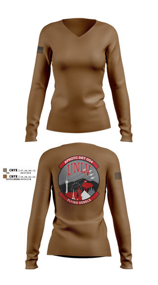 Womens Long Sleeve Vneck Shirt, Flying Rebels, , Teamtime, Team time, sublimation, custom sports apparel, team uniforms, spirit wear, spiritwear, sports uniforms, custom shirts, team store, custom team store, fundraiser sports, apparel fundraiser