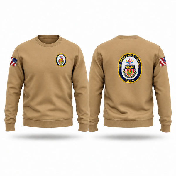 Crew Neck Sweatshirt, USS BONHOMME RICHARD LHD-6, Navy, Teamtime, Team time, sublimation, custom sports apparel, team uniforms, spirit wear, spiritwear, sports uniforms, custom shirts, team store, custom team store, fundraiser sports, apparel fundraiser