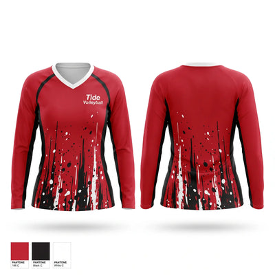 Tide Volleyball Women's Long Sleeve V-neck Shirt - 1