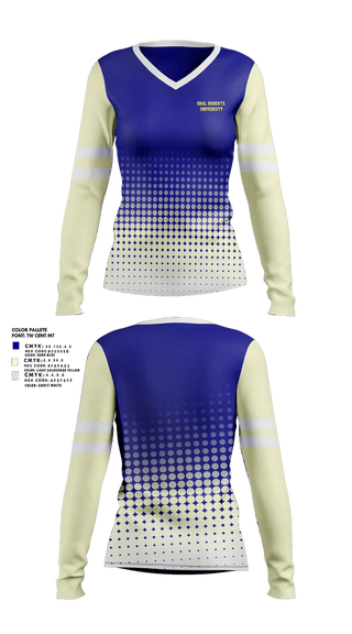 Womens Long Sleeve Vneck Shirt, Oral Roberts University, , Teamtime, Team time, sublimation, custom sports apparel, team uniforms, spirit wear, spiritwear, sports uniforms, custom shirts, team store, custom team store, fundraiser sports, apparel fundraiser