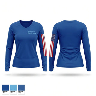 Womens Long Sleeve Vneck Shirt, Linn County Sheriff’s Office, Police, Teamtime, Team time, sublimation, custom sports apparel, team uniforms, spirit wear, spiritwear, sports uniforms, custom shirts, team store, custom team store, fundraiser sports, apparel fundraiser